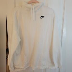 Nike Women's White Cowlneck Oversized Sweatshirt with Black Swoosh